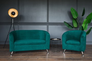 Комплект мебели Брамс  цвет изумрудный диван 2Д + кресло в Липецке