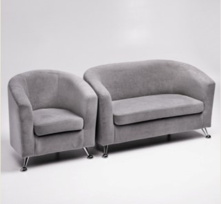 Комплект мебели Брамс  цвет серый диван 2Д + кресло в Липецке