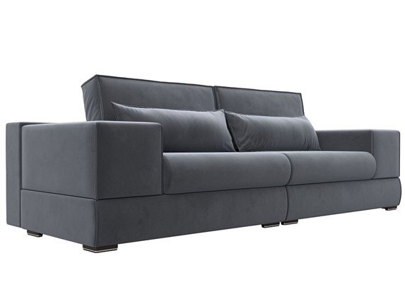 Прямой диван Лига-037, Серый (велюр) в Липецке - изображение