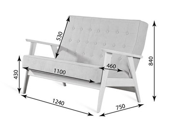 Прямой диван Ретро, двухместный (беленый дуб / RS 29 - бирюзовый) в Липецке - предосмотр 3