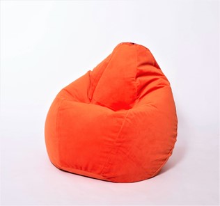 Кресло-мешок Груша большое, велюр однотон, оранжевое в Липецке