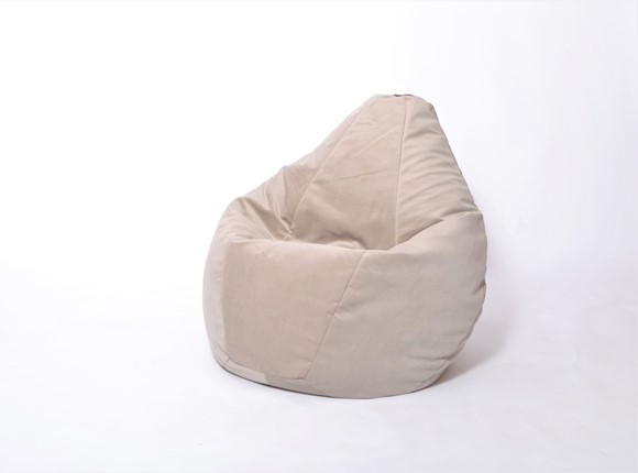 Кресло-мешок Груша среднее, велюр однотон, бежевое в Липецке - изображение