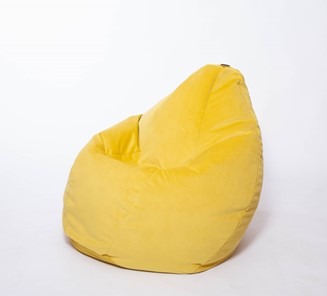 Кресло-мешок Груша большое, велюр однотон, лимонное в Липецке