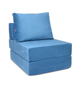 Кресло бескаркасное Окта, велюр синий в Липецке