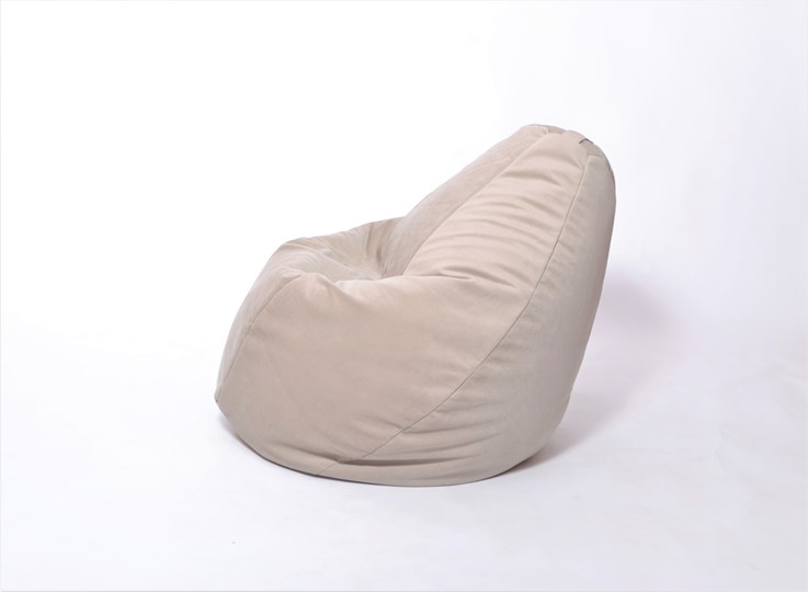 Кресло-мешок Груша среднее, велюр однотон, бежевое в Липецке - изображение 2