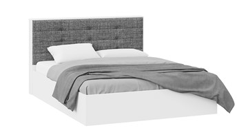 Спальная кровать с подъемным механизмом Тесса (Белый Жемчуг/Рогожка серая) в Липецке