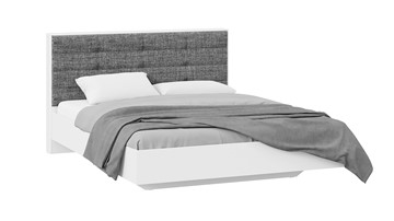 Кровать 2-х спальная Тесса (Белый Жемчуг/Рогожка серая) в Липецке