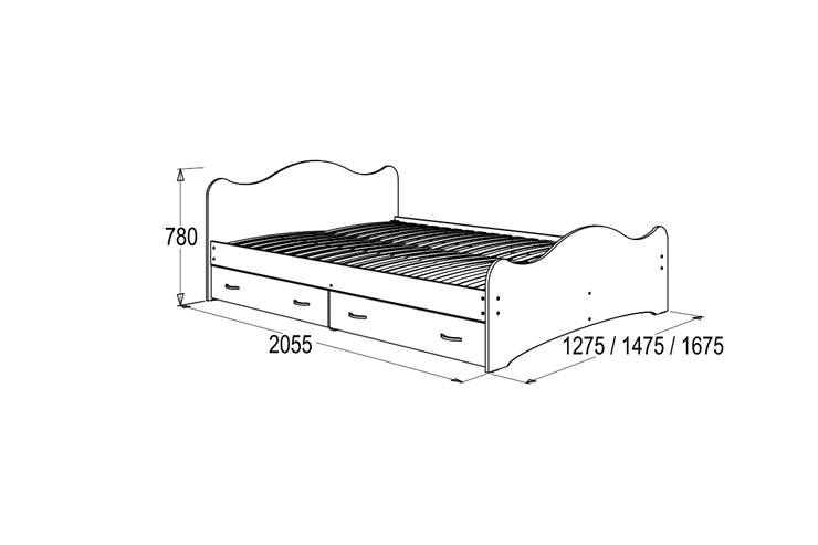 Кровать 6 с ящиками, 90х200 Млечный дуб с основанием в Липецке - изображение 1