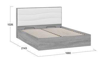 Кровать с механизмом 2-спальная Миранда тип 1 (Дуб Гамильтон/Белый глянец) в Липецке - предосмотр 1