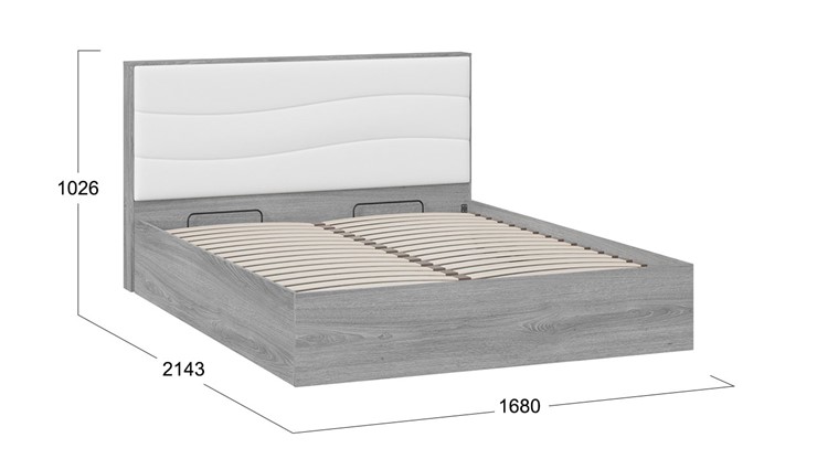 Кровать с механизмом 2-спальная Миранда тип 1 (Дуб Гамильтон/Белый глянец) в Липецке - изображение 1