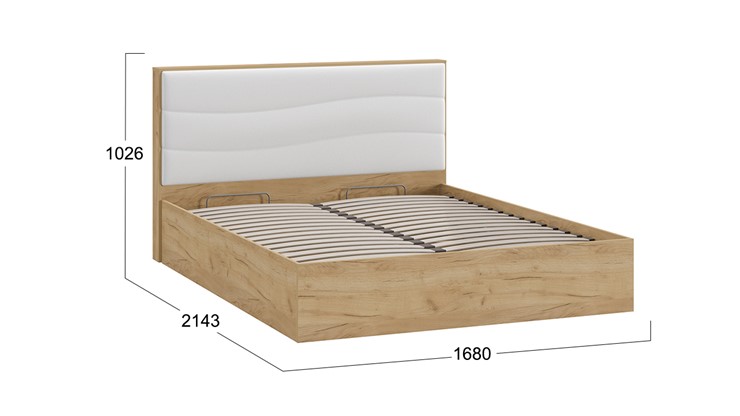Двуспальная кровать с механизмом Миранда тип 1 (Дуб крафт золотой/Белый глянец) в Липецке - изображение 1