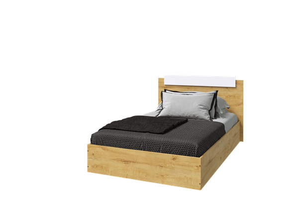 Кровать 1-спальная Эко 900 ЛДСП, Дуб вотан/Белый в Липецке - изображение
