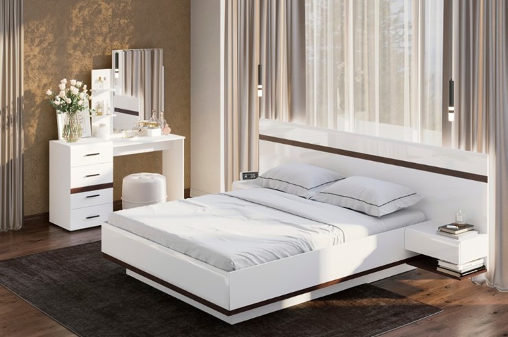 Гарнитур в спальню Соло, белый/белый глянец/венге в Липецке - изображение