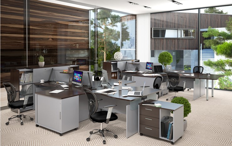 Офисный комплект мебели OFFIX-NEW для двух сотрудников и руководителя в Липецке - изображение 1