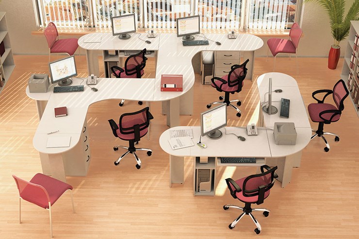 Набор мебели в офис Классик для 5 сотрудников в Липецке - изображение