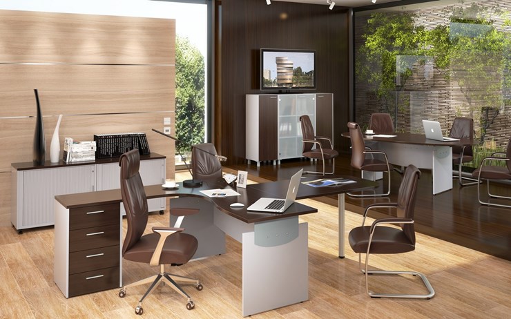 Офисный комплект мебели OFFIX-NEW для двух сотрудников и руководителя в Липецке - изображение