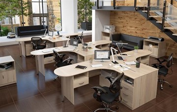 Набор мебели в офис SIMPLE с эргономичными столами и тумбами в Липецке - предосмотр