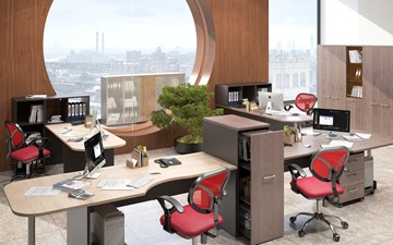 Офисный комплект мебели Xten, для двух сотрудников с тумбой в Липецке