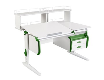 Детский стол-трансформер 1/75-40 (СУТ.25) + Polka_zz 1/600 (2 шт.) + Tumba 3  белый/белый/Зеленый в Липецке