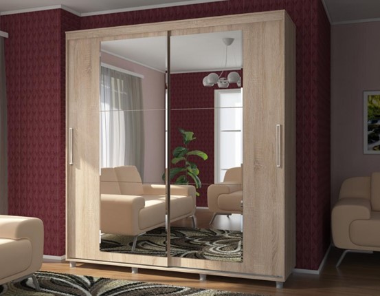 Шкаф Комфорт №12 2.0 с прямоугольными зеркалами в Липецке - изображение