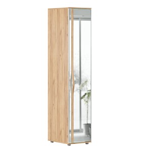 Шкаф одностворчатый зеркальный Марта-2 Дуб золотой/Белый глянец ЛД 406.030 в Липецке