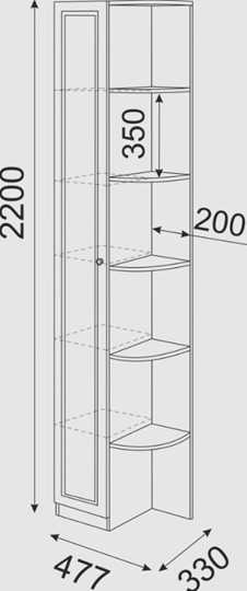 Угловой шкаф-стеллаж Беатрис М13 левый (Орех Гепланкт) в Липецке - изображение 3