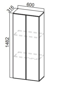 Кухонный пенал-надстройка Стайл, ПН600(912/316), МДФ в Липецке