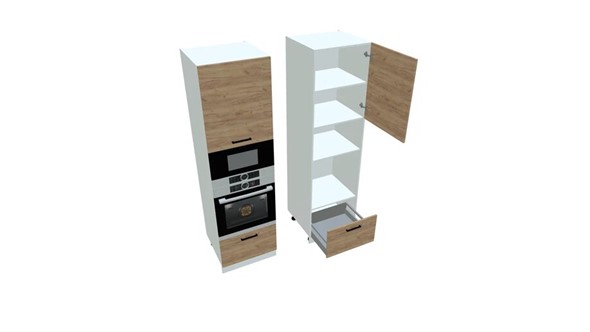 Кухонный шкаф-пенал П7 3, Дуб крафт/Белый в Липецке - изображение