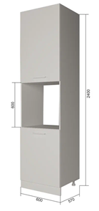 Кухонный шкаф-пенал П9 2, Белое гладкое Ламарти/Антрацит в Липецке