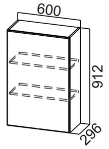 Шкаф навесной на кухню Стайл, Ш600/912(1ств), МДФ в Липецке