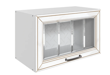 Кухонный шкаф Атланта L600 Н360 (1 дв. рам.) эмаль (белый/белый глянец патина золото) в Липецке