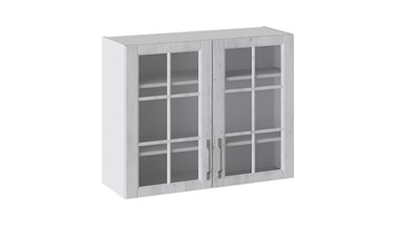 Шкаф на кухню Прованс (Белый глянец/Санторини светлый) со стеклом В_72-90_2ДРс в Липецке