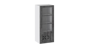 Навесной шкаф Прованс (Белый глянец/Санторини темный) cо стеклом правый В_96-40_1ДРДс(R) в Липецке