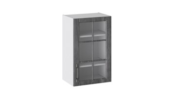 Навесной шкаф Прованс (Белый глянец/Санторини темный) со стеклом В_72-45_1ДРс в Липецке