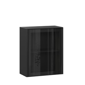 Кухонный навесной шкаф со стеклом 600 Индиго ЛД 298.350.000.063, Чёрный/Чёрный в Липецке