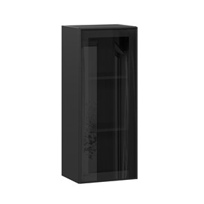 Навесной кухонный шкаф высокий со стеклом 400 Индиго ЛД 298.420.000.068, Чёрный/Чёрный в Липецке