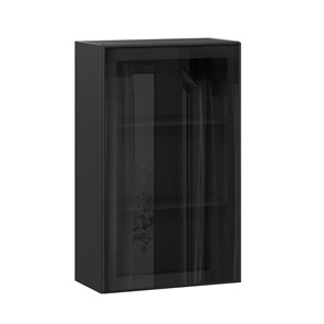 Кухонный навесной шкаф высокий со стеклом 600 Индиго ЛД 298.450.000.170, Чёрный/Чёрный в Липецке