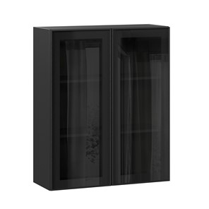 Кухонный шкаф высокий со стеклом 800 Индиго ЛД 298.460.000.156, Чёрный/Чёрный в Липецке