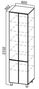 Распашной шкаф-пенал Стайл, П600г(2332), МДФ в Липецке