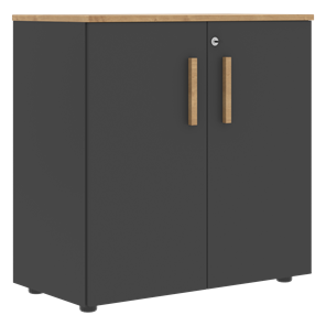 Низкий шкаф широкий с малыми дверцами FORTA Графит-Дуб Гамильтон  FLC 80.1(Z) (798х404х801) в Липецке