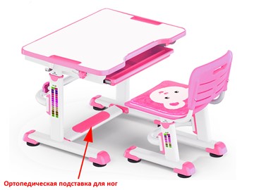 Растущая парта и стул Mealux BD-08 Teddy, pink, розовая в Липецке