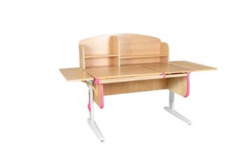 Детский стол-трансформер 1/75-40 (СУТ.25) + Polka_b 1/550 (2 шт.) + Polka_n 1/1200  бежевый/белый/розовый в Липецке