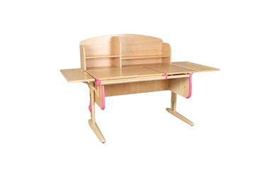 Детский стол-трансформер 1/75-40 (СУТ.25) + Polka_b 1/550 (2 шт.) + Polka_n 1/1200  бежевый/бежевый/розовый в Липецке