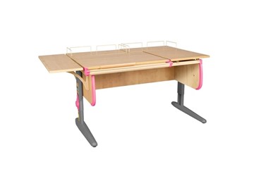 Растущий стол 1/75-40 (СУТ.25) + Polka_z 1/600 (2 шт.) + Polka_b 1/550 бежевый/серый/розовый в Липецке