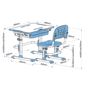 Растущая парта + стул Karo Blue в Липецке - предосмотр 4