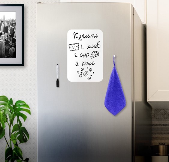 Доска магнитно-маркерная на холодильник BRAUBERG, 30х21 см с маркером, магнитом и салфеткой в Липецке - изображение 2