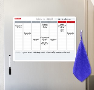 Магнитная доска-планинг на холодильник BRAUBERG на неделю, 42х30 см с маркером и салфеткой в Липецке - предосмотр 4